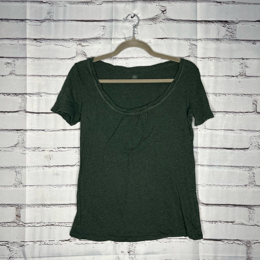 GAP Green Short Sleeve T-Shirt Blouse SZ Small Loose Relaxed Fit Y2K Streetwear